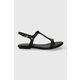 Usnjeni sandali Tommy Hilfiger TH FLAT SANDAL ženski, črna barva, FW0FW07930 - črna. Sandali iz kolekcije Tommy Hilfiger. Model je izdelan iz naravnega usnja. Model z mehkim, oblikovanim vložkom zagotavlja udobje.