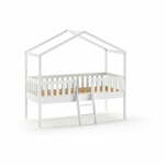 Bela dvignjena otroška postelja iz masivnega bora v obliki hiške 90x200 cm DALLAS – Vipack