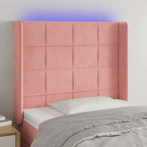 Greatstore LED posteljno vzglavje roza 103x16x118/128 cm žamet