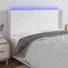 VidaXL LED posteljno vzglavje belo 203x16x118/128 cm umetno usnje