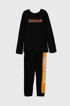 Otroška bombažna pižama Calvin Klein Underwear črna barva - črna. Otroški pižama iz kolekcije Calvin Klein Underwear. Model izdelan iz elastične pletenine.