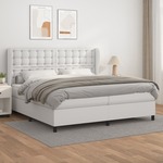 Box spring postelja z vzmetnico bela 200x200 cm umetno usnje - vidaXL - Bela - 95,93 - 200 x 200 cm - vidaXL