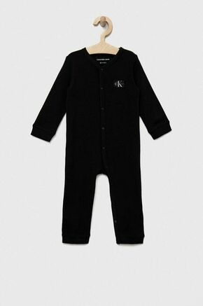 Pajac za dojenčka Calvin Klein Jeans - črna. Pajac za dojenčka iz kolekcije Calvin Klein Jeans. Model izdelan iz pletenine z nalepko. Izjemno udoben material.