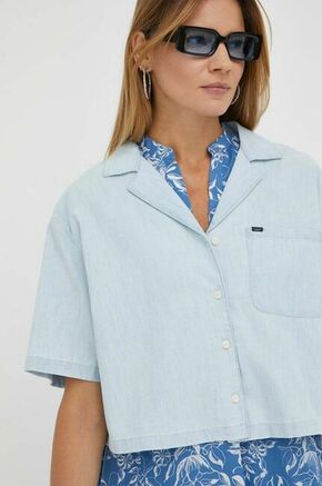 Bombažna srajca Lee ženska - modra. Srajca iz kolekcije Lee