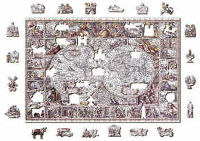 Wooden city Lesena sestavljanka Zemljevid dobe odkritij 2 v 1