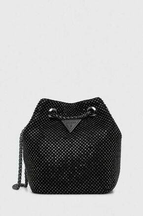 Torbica Guess črna barva - črna. Majhna torbica mošnjiček iz kolekcije Guess. Model na zapenjanje