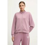 Pulover EA7 Emporio Armani ženski, rjava barva, AF12643.7W000191 - roza. Pulover iz kolekcije EA7 Emporio Armani, izdelan iz elastične pletenine. Zaradi vsebnosti modala je pletenina mehka na otip in ima za kožo prijetno teksturo.
