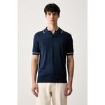 Karl Lagerfeld polo majica moška z viskozo mornarsko modra 563302.655008