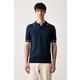 Karl Lagerfeld polo majica moška z viskozo mornarsko modra 563302.655008