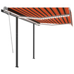 vidaXL Ročno zložljiva tenda z LED lučkami 3x2,5 m oranžna in rjava