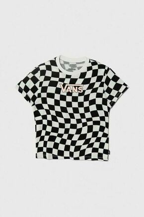 Otroška bombažna kratka majica Vans WARPED 66 CHECK CREW črna barva - črna. Otroška lahkotna kratka majica iz kolekcije Vans. Model izdelan iz pletenine