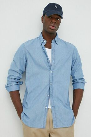 Bombažna srajca Polo Ralph Lauren moška - modra. Srajca iz kolekcije Polo Ralph Lauren. Model izdelan iz enobarvne tkanine. Ima klasičen
