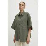 Bombažna srajca Answear Lab ženska, zelena barva - zelena. Srajca iz kolekcije Answear Lab, izdelana iz vzorčaste tkanine. Model iz zračne bombažne tkanine.