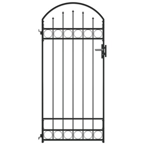 VidaXL Vrata za ograjo zaobljena jeklo 100x200 cm črna