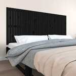 vidaXL Stensko posteljno vzglavje črno 204x3x90 cm trdna borovina