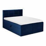 Modra žametna zakonska postelja Mazzini Beds Mimicry, 200 x 200 cm