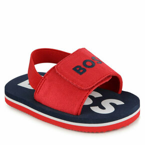 Otroški sandali BOSS rdeča barva - rdeča. Otroški sandali iz kolekcije BOSS. Model je izdelan iz tekstilnega materiala. Model z mehkim