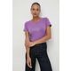 Kratka majica Liu Jo ženski, vijolična barva - vijolična. Kratka majica iz kolekcije Liu Jo, izdelana iz elastične pletenine. Model iz izjemno udobne tkanine z visoko vsebnostjo bombaža.