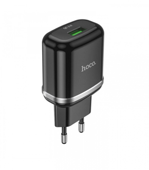 HOCO pametni hišni polnilec adapter N3 18W z 3.0 QC USB vtičem črn