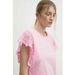 Majica Answear Lab ženska, roza barva - roza. Bluza iz kolekcije Answear Lab, izdelana iz enobarvne pletenine. Model iz izjemno udobne tkanine z visoko vsebnostjo bombaža.