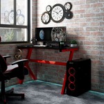 Gaming miza LED Y-oblike črna in rdeča 110x60x75 cm