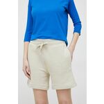 Kratke hlače Tommy Hilfiger ženski, bež barva - bež. Kratke hlače iz kolekcije Tommy Hilfiger. Model izdelan iz tanke, elastične pletenine.
