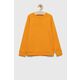 Otroški pulover Guess oranžna barva - oranžna. Otroški pulover iz kolekcije Guess, izdelan iz enobarvne pletenine. Model iz izjemno udobne tkanine z visoko vsebnostjo bombaža.