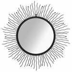 Stensko ogledalo sonce 80 cm črne barve