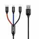 BASEUS Three Primary kabel USB - Micro USB / Lightning / USB-C 3.5A 1.2m, črna