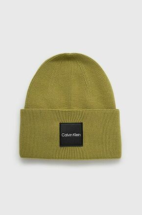 Bombažna kapa Calvin Klein zelena barva
