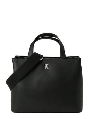 Torbica Tommy Hilfiger črna barva - črna. Majhna nakupovalna torbica iz kolekcije Tommy Hilfiger. Model na zapenjanje