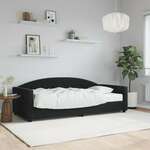 vidaXL Dnevna postelja z vzmetnico črna 90x190 cm žamet