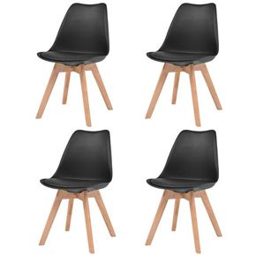 VidaXL Jedilni stoli 4 kosi umetno usnje in masiven les črne barve