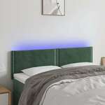 Greatstore LED posteljno vzglavje temno zeleno 144x5x78/88 cm žamet