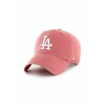 Bombažna kapa s šiltom 47brand MLB Los Angeles Dodgers roza barva - roza. Kapa s šiltom iz kolekcije 47brand. Model izdelan iz tkanine z nalepko.