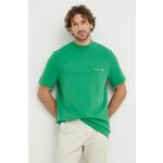 Bombažna kratka majica Samsoe Samsoe zelena barva - zelena. Kratka majica iz kolekcije Samsoe Samsoe. Model izdelan iz tanke, elastične pletenine.