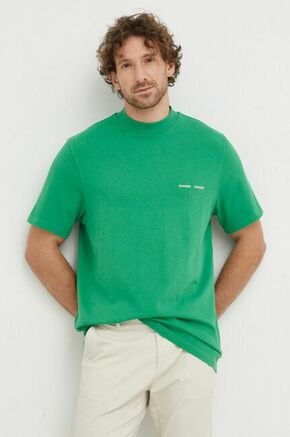 Bombažna kratka majica Samsoe Samsoe zelena barva - zelena. Kratka majica iz kolekcije Samsoe Samsoe. Model izdelan iz tanke
