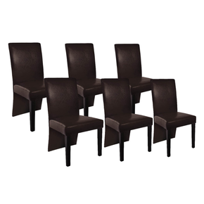 VidaXL Jedilni stoli 6 kosov umetno usnje temno rjave barve