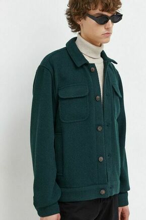 Srajčna jakna Les Deux zelena barva - zelena. Srajčna jakna iz kolekcije Les Deux. Prehoden model