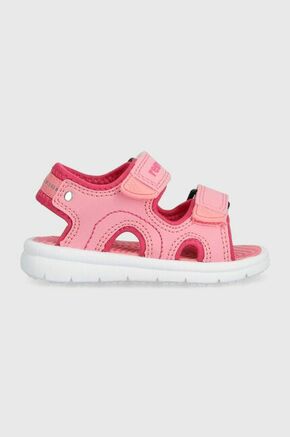 Otroški sandali Reima roza barva - roza. Otroški sandali iz kolekcije Reima. Model izdelan iz kombinacije ekološkega usnja in tekstilnega materiala.