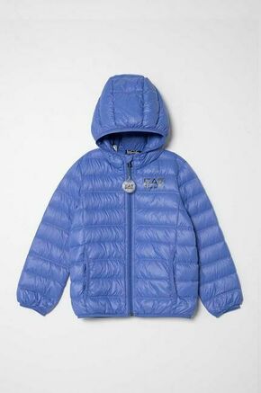 Otroška puhovka EA7 Emporio Armani - modra. Otroški jakna iz kolekcije EA7 Emporio Armani. Delno podložen model
