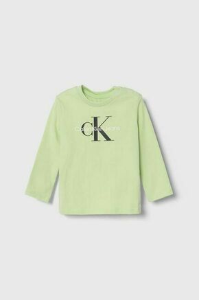 Otroška dolga majica Calvin Klein Jeans zelena barva - zelena. Otroške Majica z dolgimi rokavi iz kolekcije Calvin Klein Jeans