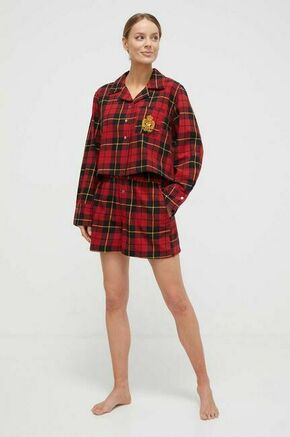 Bombažna pižama Polo Ralph Lauren rdeča barva - rdeča. Pižama iz kolekcije Polo Ralph Lauren. Model izdelan iz vzorčaste tkanine. Model iz izjemno udobne bombažne tkanine.