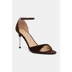 Guess sandali z visoko peto semiš SEENA rjava FLTSEE.SUE03.BROWN