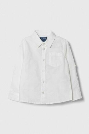 Otroška bombažna srajca Guess bela barva - bela. Otroški srajca iz kolekcije Guess