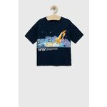 Otroška bombažna kratka majica GAP x NASA mornarsko modra barva - mornarsko modra. Otroška kratka majica iz kolekcije GAP. Model izdelan iz elastične pletenine. Zračen, tanek material.