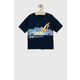 Otroška bombažna kratka majica GAP x NASA mornarsko modra barva - mornarsko modra. Otroška kratka majica iz kolekcije GAP. Model izdelan iz elastične pletenine. Zračen, tanek material.
