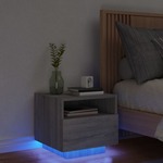 vidaXL Nočna omarica z LED lučkami siva sonoma 40x39x37 cm