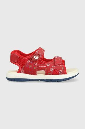 Otroški sandali Garvalin rdeča barva - rdeča. Otroški sandali iz kolekcije Garvalin. Model izdelan iz kombinacije ekološkega usnja in tekstilnega materiala. Lahek in udoben model