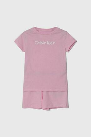 Otroška bombažna pižama Calvin Klein Underwear roza barva - roza. Pižama iz kolekcije Calvin Klein Underwear. Model izdelan iz s potiskom pletenine. Izjemno udoben material.